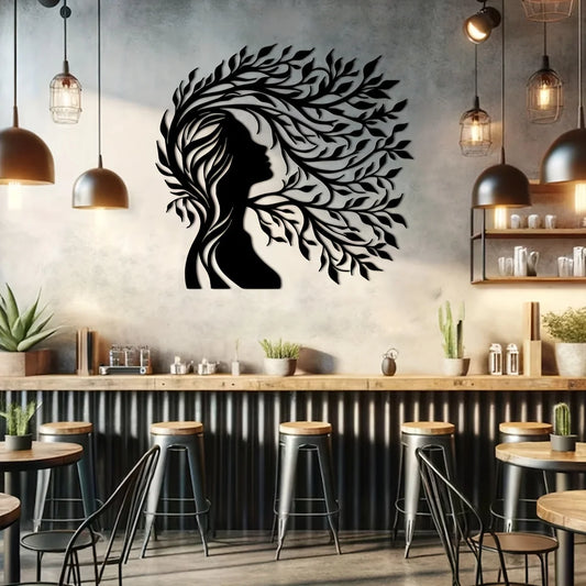 Minimalist Female Silhouette & Intricate Branch Design