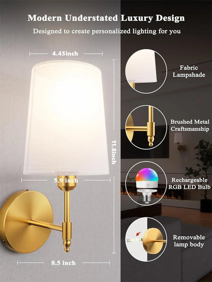 3 Color Temperature Wireless Wall Light for Living Room Bedroom Hallway(2 Pack)
