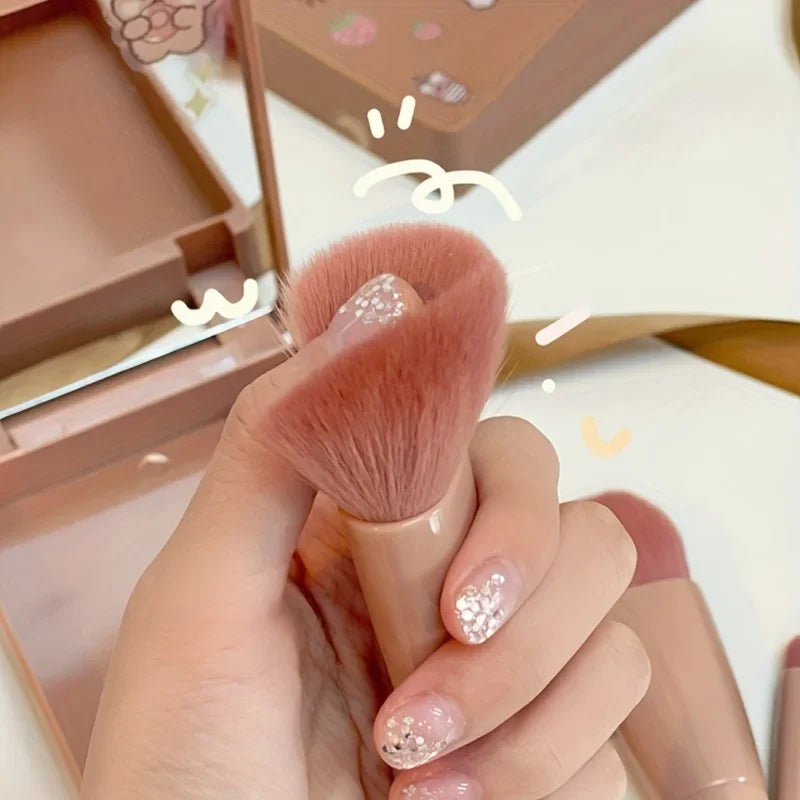 5Pcs Portable Mini Makeup Brush Set With Mirror Foldable