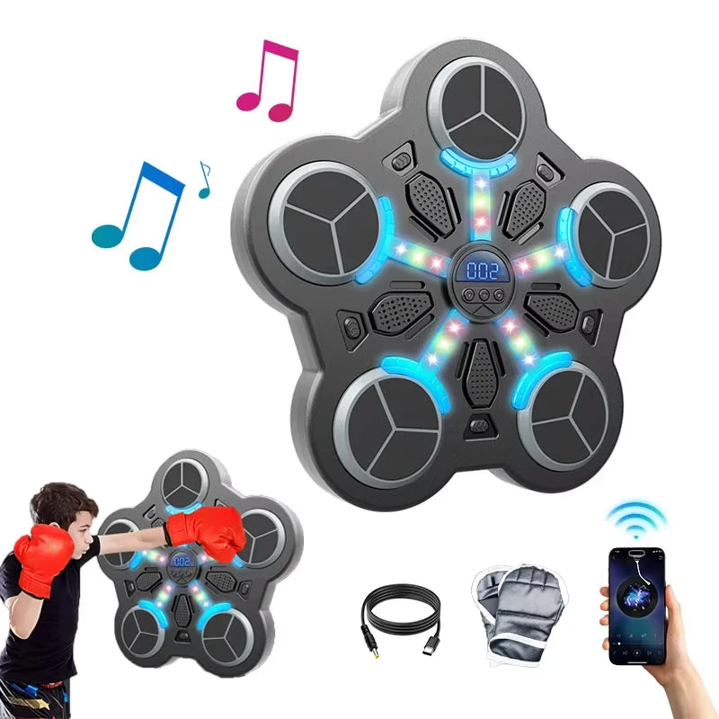 Smart Music Boxing Machine Bluetooth Wall-Mounted LED Punch Trainer Home Gym