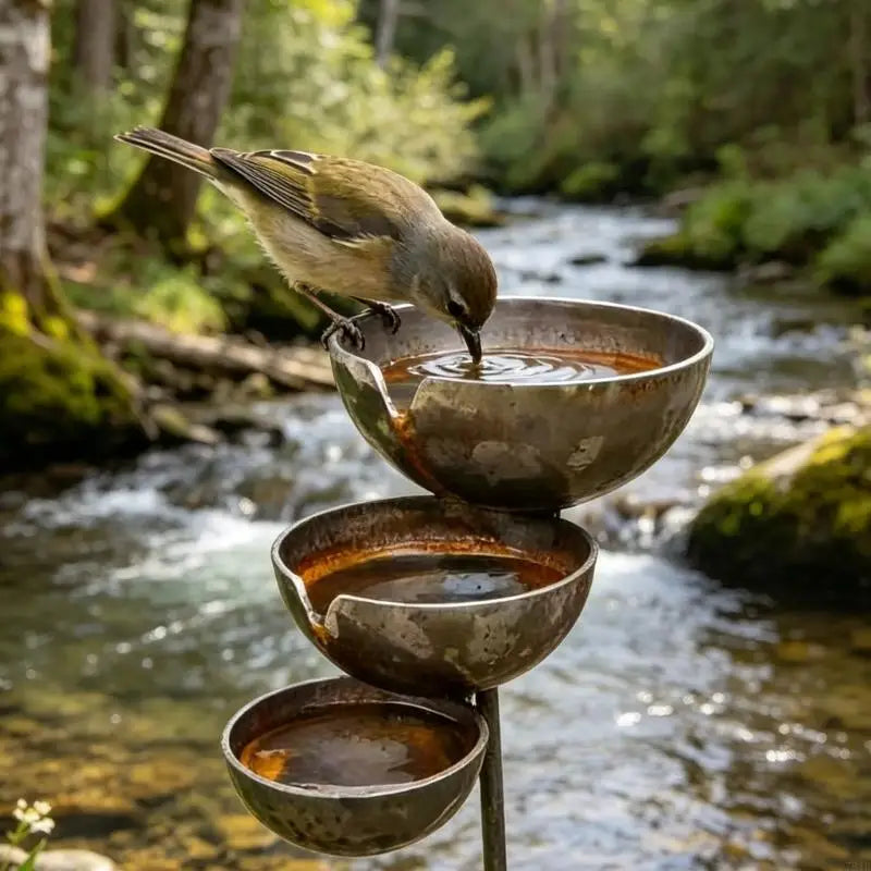 Vintage Outdoor Bronze Bird Bath Feeder