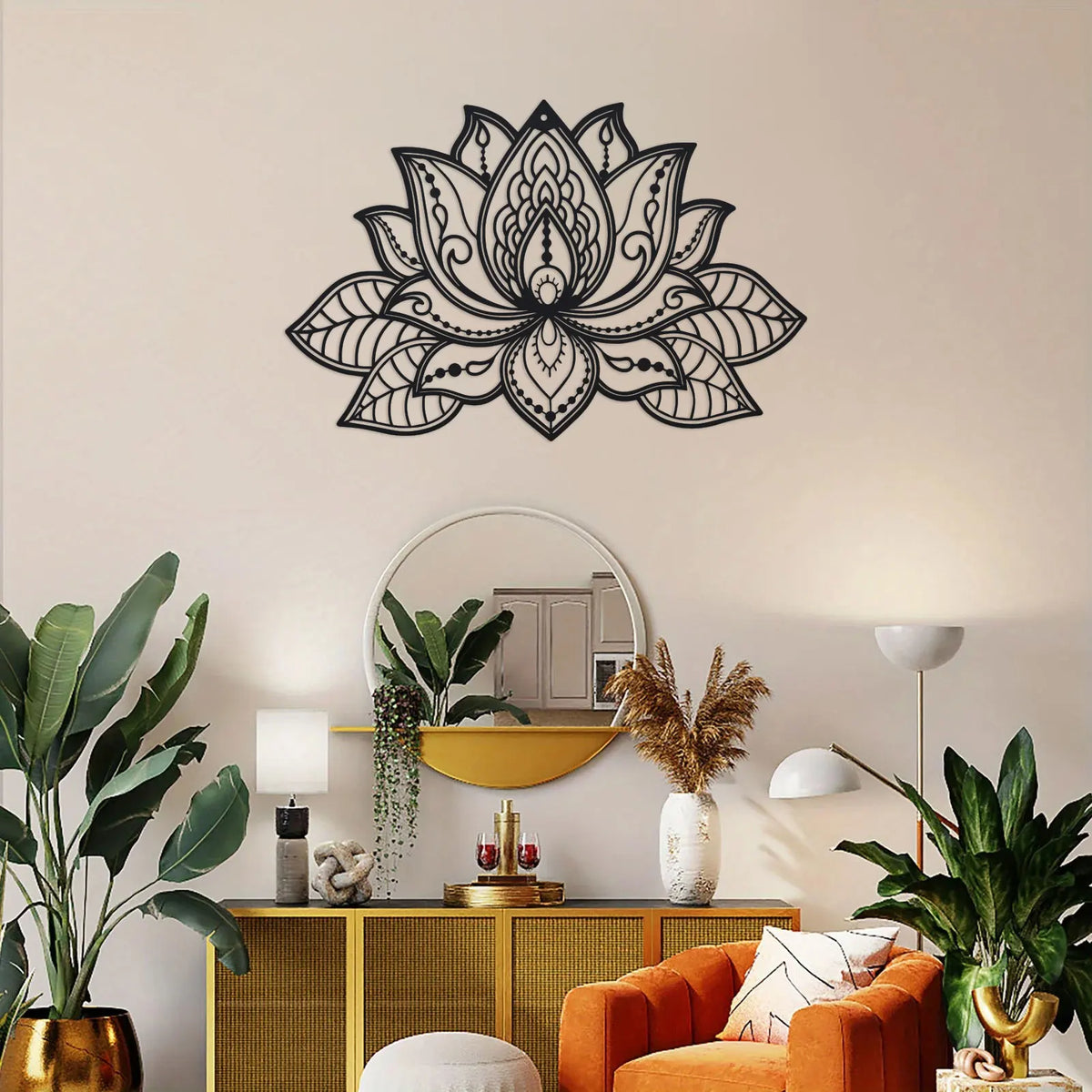 3D Lotus Mandala Metal Wall Art, Lotus Flower Wall Decor