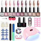Nail Polish Gel Kit UV LED Lamp Dryer Primer Semi-Permanent Manicure Set