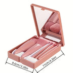 5Pcs Portable Mini Makeup Brush Set With Mirror Foldable