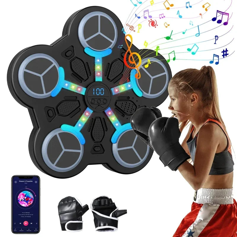 Smart Music Boxing Machine Bluetooth Wall-Mounted LED Punch Trainer Home Gym