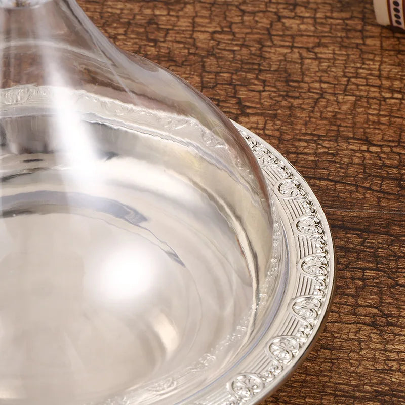 Metal Ramadan Tray with Clear Dome Lid – Elegant Dessert & Snack Organizer