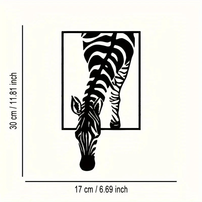 Minimalist Zebra Metal Wall Art | Animal-Themed Design