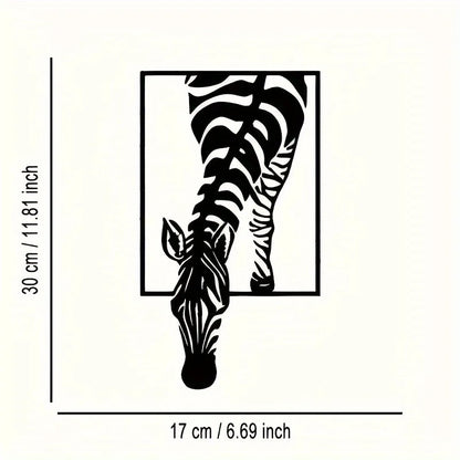 Minimalist Zebra Metal Wall Art | Animal-Themed Design