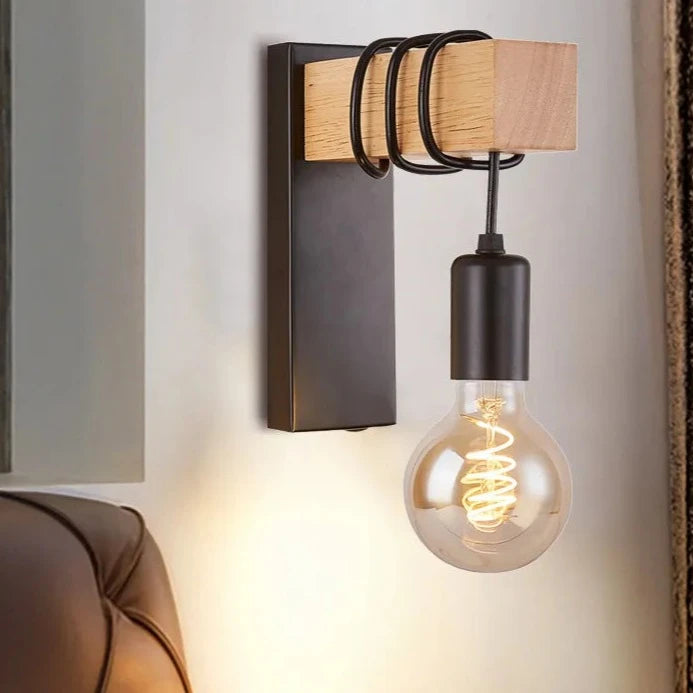 Retro Wooden Wall Lamp - Vintage  Wall Lights