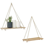 Wooden Rope Swing Wall Hanging Plant Flower Pot Tray Luxe Stella