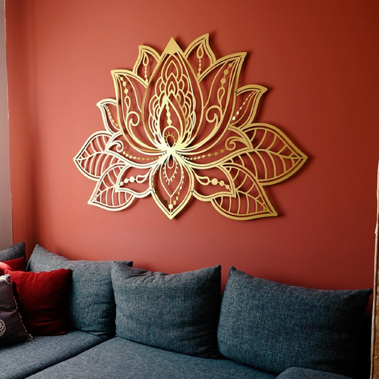 3D Lotus Mandala Metal Wall Art, Lotus Flower Wall Decor