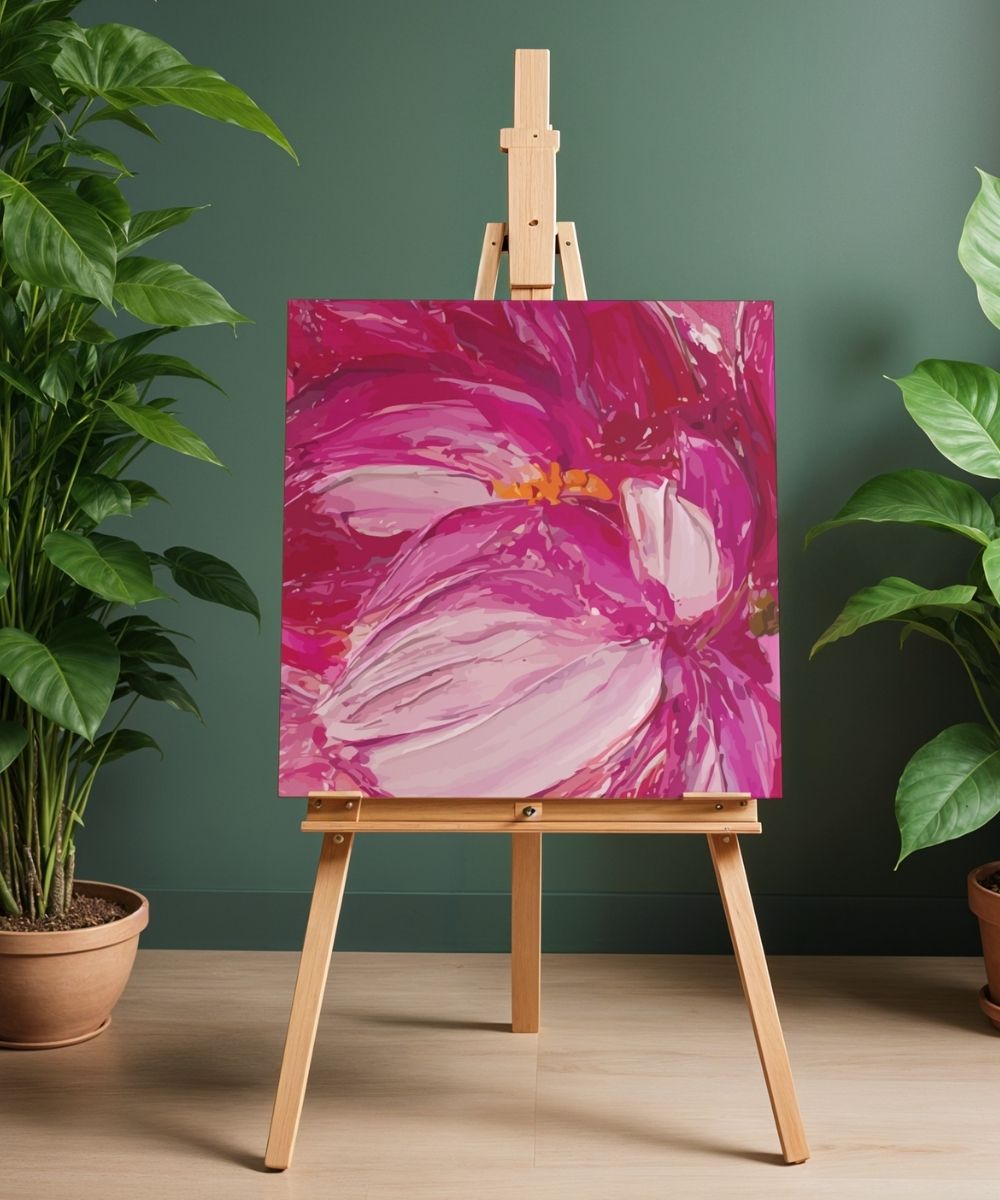 set of 3 Abstract pink flowers painting, blush pastel pink floral prints