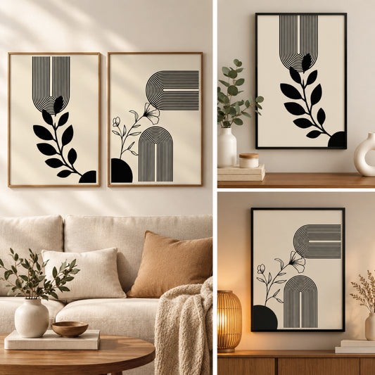 Boho Printable Wall Art Set of 3 – Neutral & Minimalist Home Decor