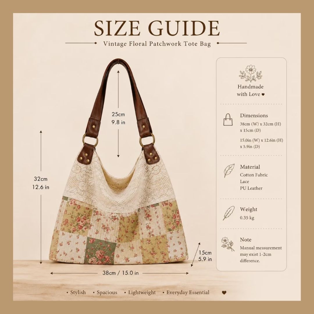 Vintage Floral Patchwork Tote Bag