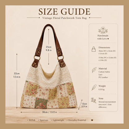 Vintage Floral Patchwork Tote Bag